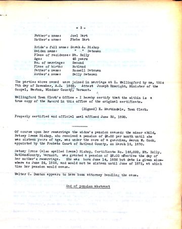 BISHOP, Smith B. Civil War pension papers 1